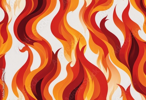 A clean design with flame shapes in varying shades of red on a white backdrop, symbolizing the passion and intensity of a roaring fire