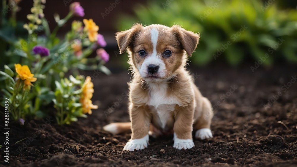 baby puppy in the grass - Generative AI baby puppy in the grass - Generative AI