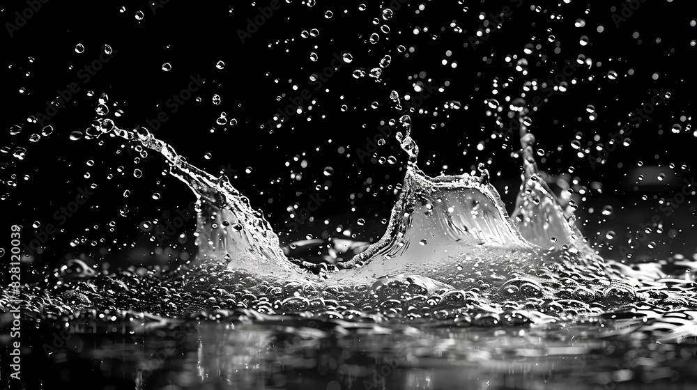 cool water droplets splashing on a solid black surface cool water droplets splashing on a solid black surface