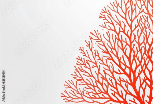 minimalist design with dashed lines in varying shades of coral on a white background, symbolizing the beauty and diversity of a coral reef.