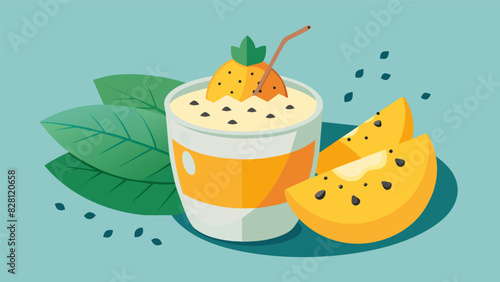 Mango smoothie bites made with Greek yogurt and topped with chia seeds for a proteinrich burst of fruity goodness.. Vector illustration