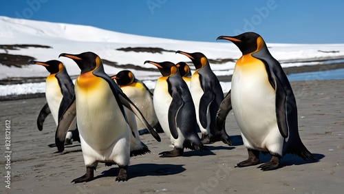 Group of King penguins - Generative AI