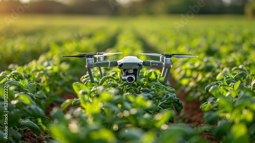Wallpaper Mural Drone flying over a field of green crops at sunset. Torontodigital.ca