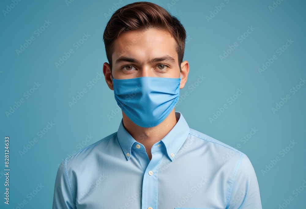 person with a neutral expression, wearing a casual light blue shirt against a plain light blue background, with the face obscured by a solid color block. person with a neutral expression, wearing a casual light blue shirt against a plain light blue background, with the face obscured by a solid color block.