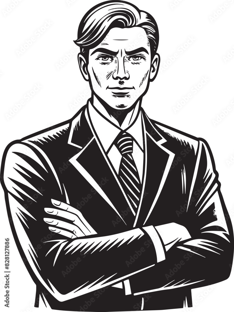 sketch of a young businessman illustration black and white sketch of a young businessman illustration black and white