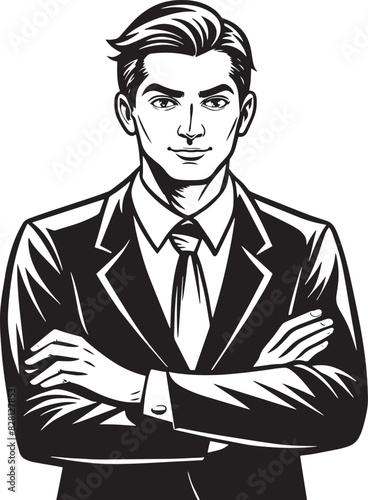 sketch of a young businessman illustration black and white