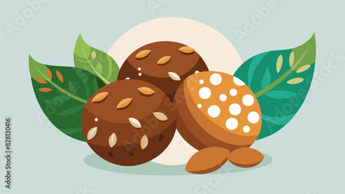 Energy balls made with all natural ingredients like dates coconut and almonds to help refuel and satisfy hunger.. Vector illustration