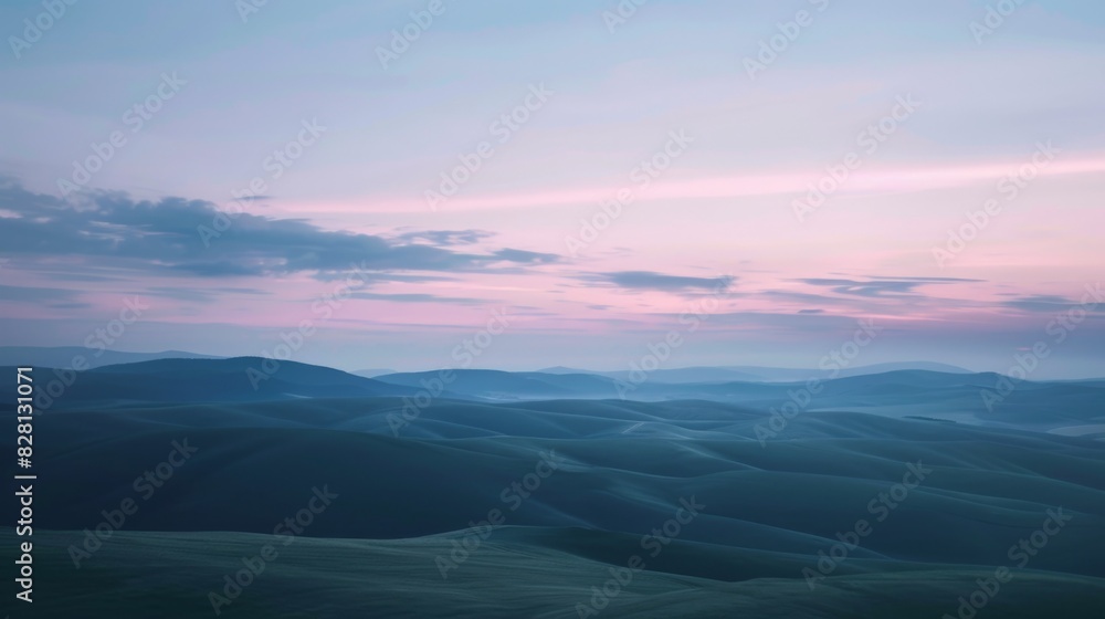 Obraz premium Serene Twilight Over Rolling Hills