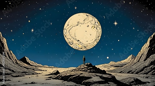 Obraz na płótnie moon over the mountains