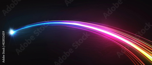 glowing shining simple smooth curve white rainbow light trail in arc shape motion speed on dark background