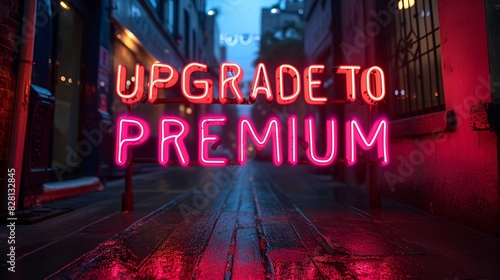 “UPGRADE TO PREMI&UM” - sign - graphic resource - background - wallpaper -neon  photo