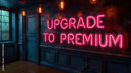 “UPGRADE TO PREMI&UM” - sign - graphic resource - background - wallpaper -neon  © Jeff
