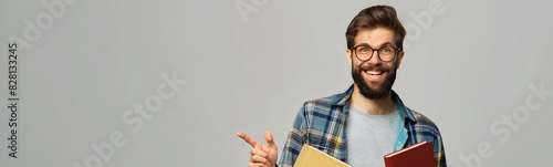 person holding pen and book with black chalkboard backdrop