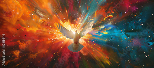 A radiant dove representing the Holy Spirit