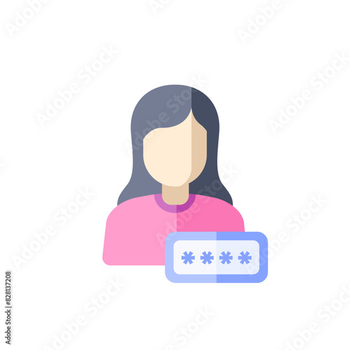 vector female avatar icon in flat design