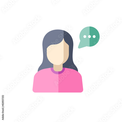 vector female avatar icon in flat design