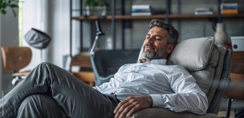 Fototapeta premium The businessman is relaxed in his chair