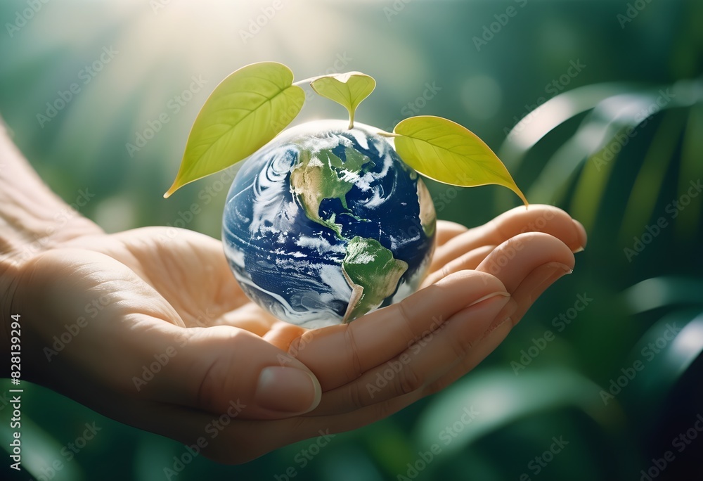 Close up to nature with a clear round object wrapped around a plant and ...