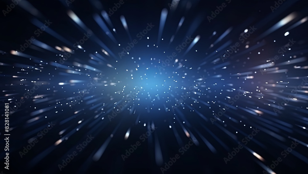 Fototapeta premium Dynamic Blue Bokeh Lights: Abstract Digital Art Design for Tech Video Presentations. 