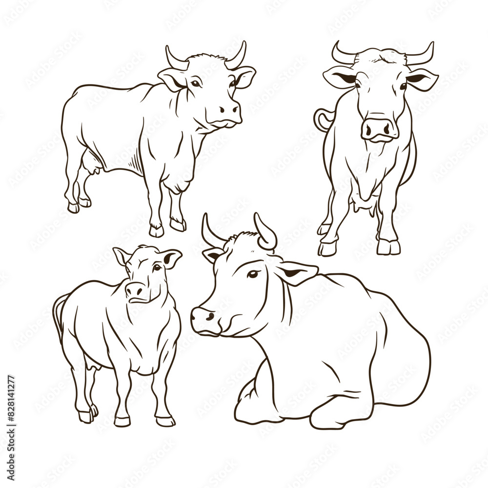 Fototapeta premium cow hand drawn vector