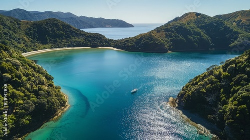 Immerse yourself in the beauty of Momorangi Bay, located in the Marlborough Sounds of South Island, New Zealand.