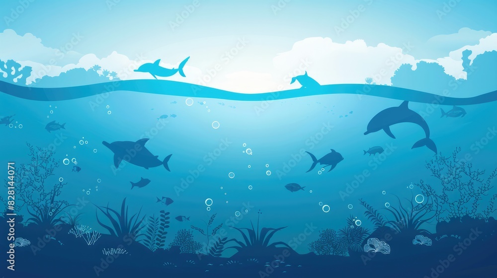 Obraz premium Ocean , amazing underwater world, 3 D illustration , Generative AI