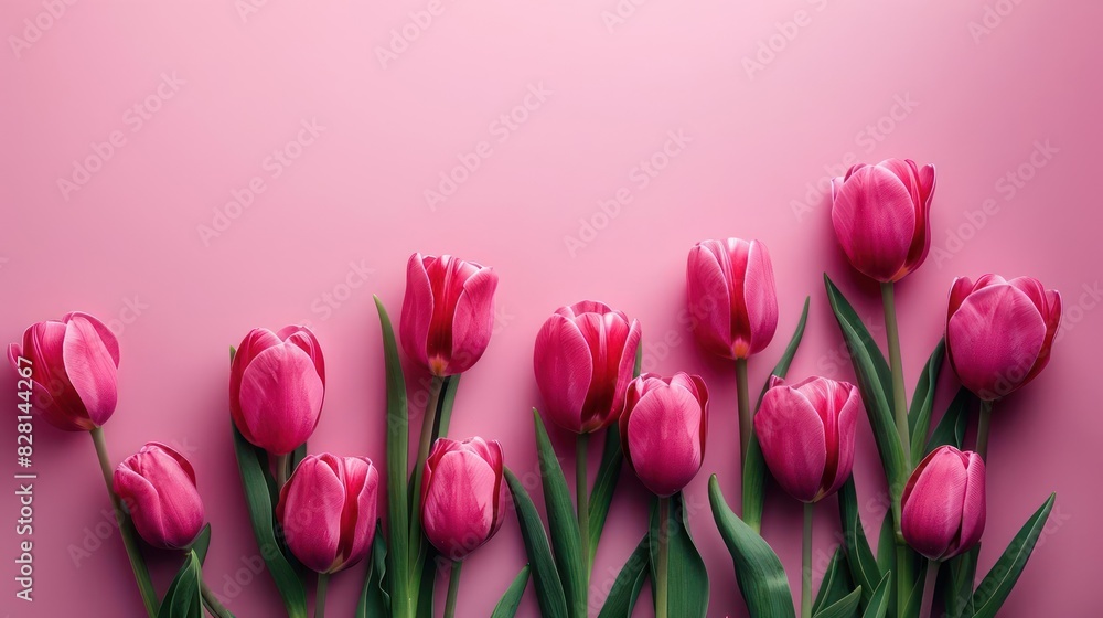Elegant Display of Tulips against a Blurred Pink Background. Elegant Display of Tulips against a Blurred Pink Background.