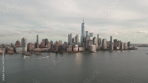 Wallpaper Mural Manhattan, NY view from Hudson . Manhattan, World Trade Center WTC, Business district of Manhattan. NYC aerial view. New York City, view from drone. NYC, Manhattan skyline. City drone scene NYC, USA. Torontodigital.ca