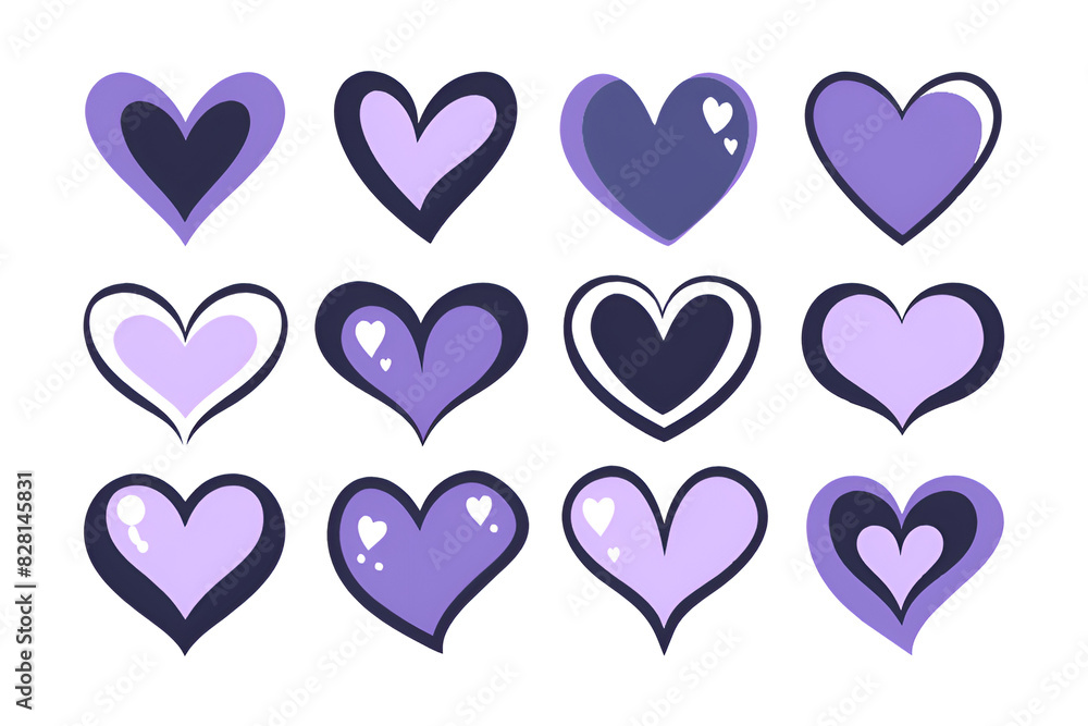 set of heart icons. vector illustration of love. set of heart icons. vector illustration of love.