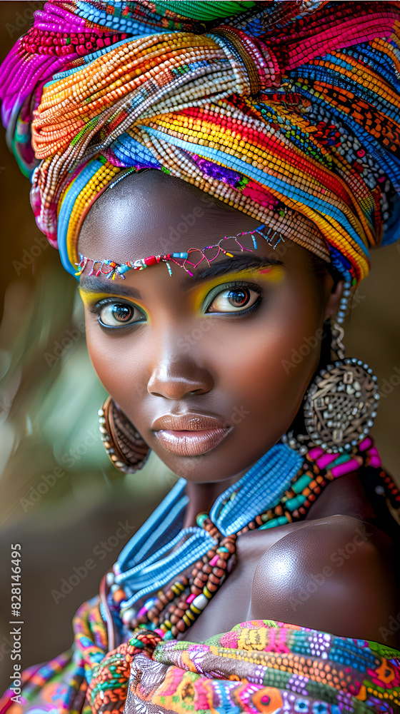 Striking Portrait of African Woman in Traditional Attire