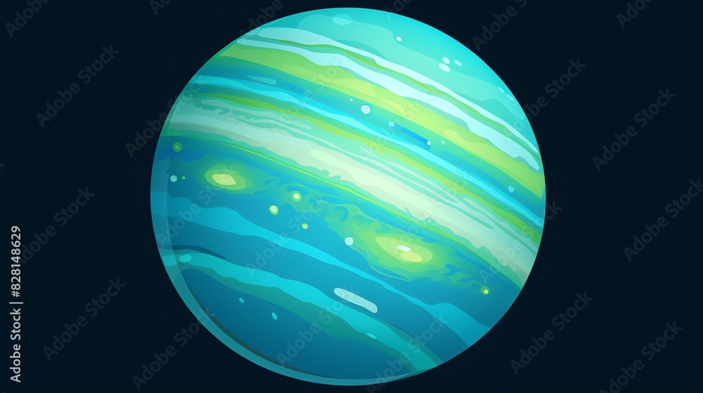Illustration of a vibrant, stylized planet with blue and green hues, representing a gas giant in outer space against a dark background. Illustration of a vibrant, stylized planet with blue and green hues, representing a gas giant in outer space against a dark background.