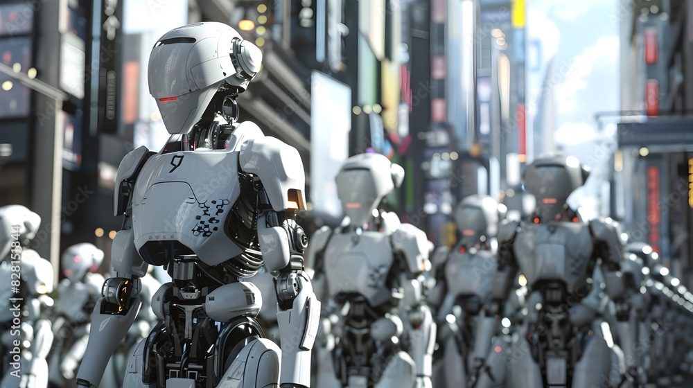Advanced Robots Overwhelming Modern City with Overpowering Invasion Advanced Robots Overwhelming Modern City with Overpowering Invasion