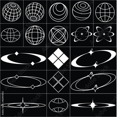 symbol streetwear, one set black and white icons with various shape to streetwear decoration. For digital and printer design