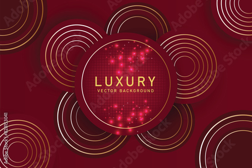 Luxury abstract gold and Red circle background