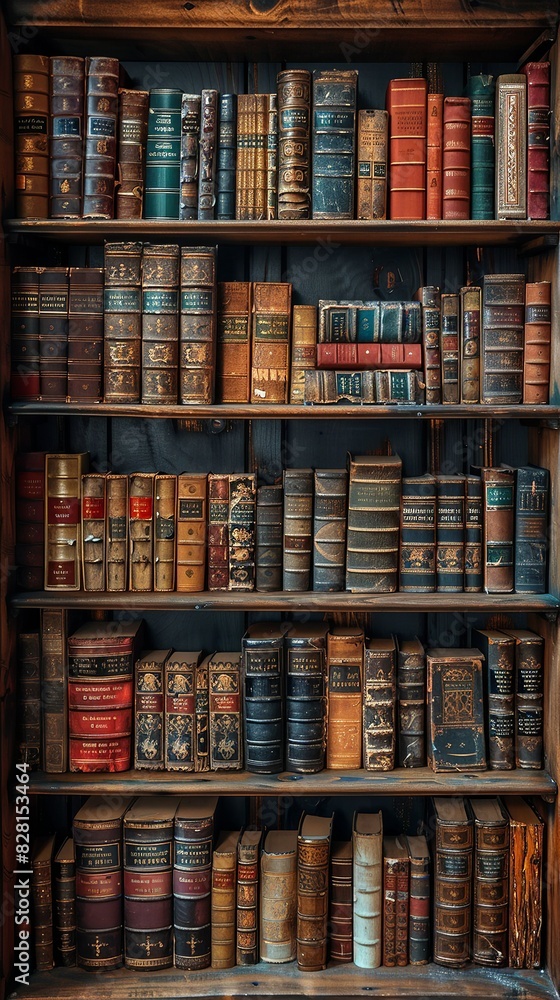 The backdrop features a series of antique bookcases filled with weathered, leather-bound volumes, evoking the ambiance of an old library or study, perfect for intellectual-themed portraits. The backdrop features a series of antique bookcases filled with weathered, leather-bound volumes, evoking the ambiance of an old library or study, perfect for intellectual-themed portraits.