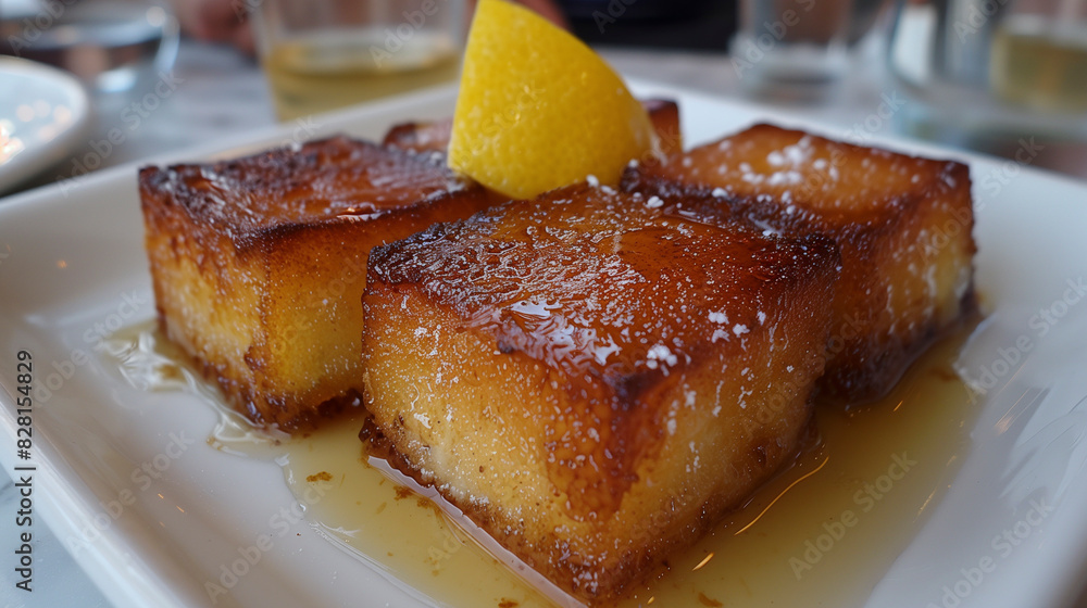 Baba au Rhum soaked in rum syrup, elegantly plated. Baba au Rhum soaked in rum syrup, elegantly plated.
