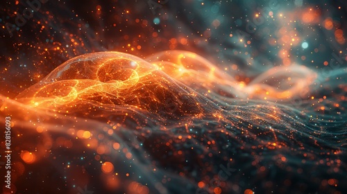 An abstract visualization of quantum decoherence, with particles transitioning from coherent superpositions to classical states, set against a complex, dynamic background. AI Technology and