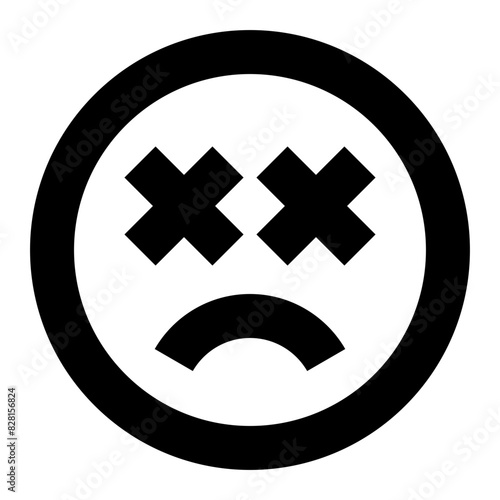 sad dizzy emote smiley line icon 