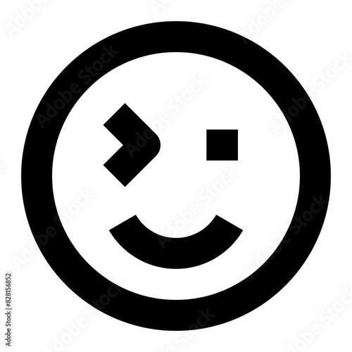 smile squint wink emote smiley line icon 