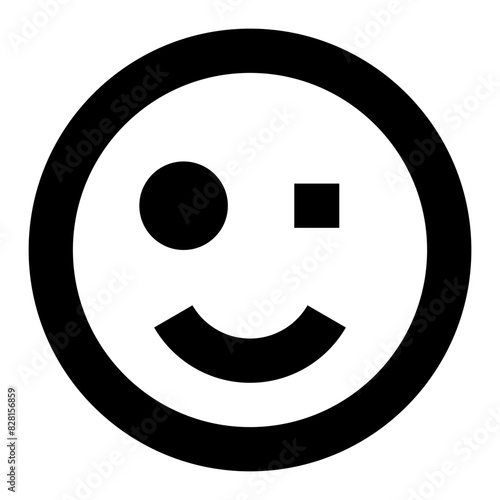 smile wink emote smiley line icon 
