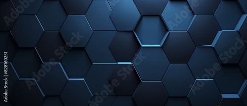 Sapphire Symmetry Dark Blue Wall with Embossed Hexagons 