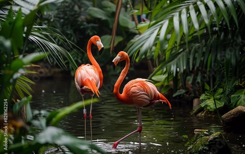 Flamingos in very beautiful nature