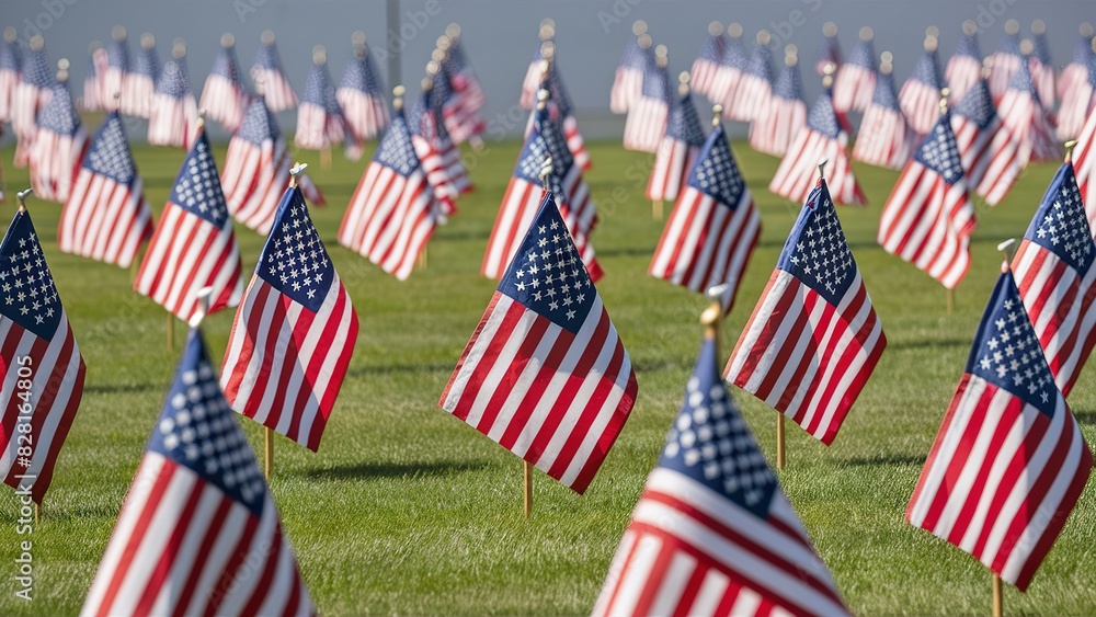 Fototapeta premium Memorial Day with usa flag isolated on background, Generative ai.