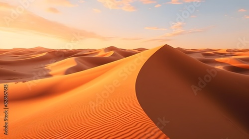 Enchanting desert at sunset with golden sands. Generative AI