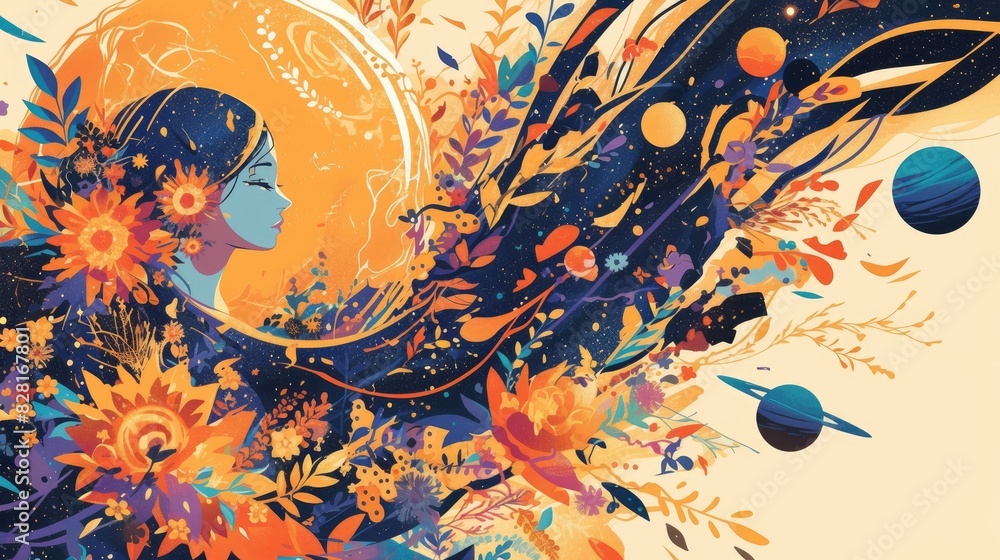 Illustration of a boho planet as a decorative 2d element Illustration of a boho planet as a decorative 2d element