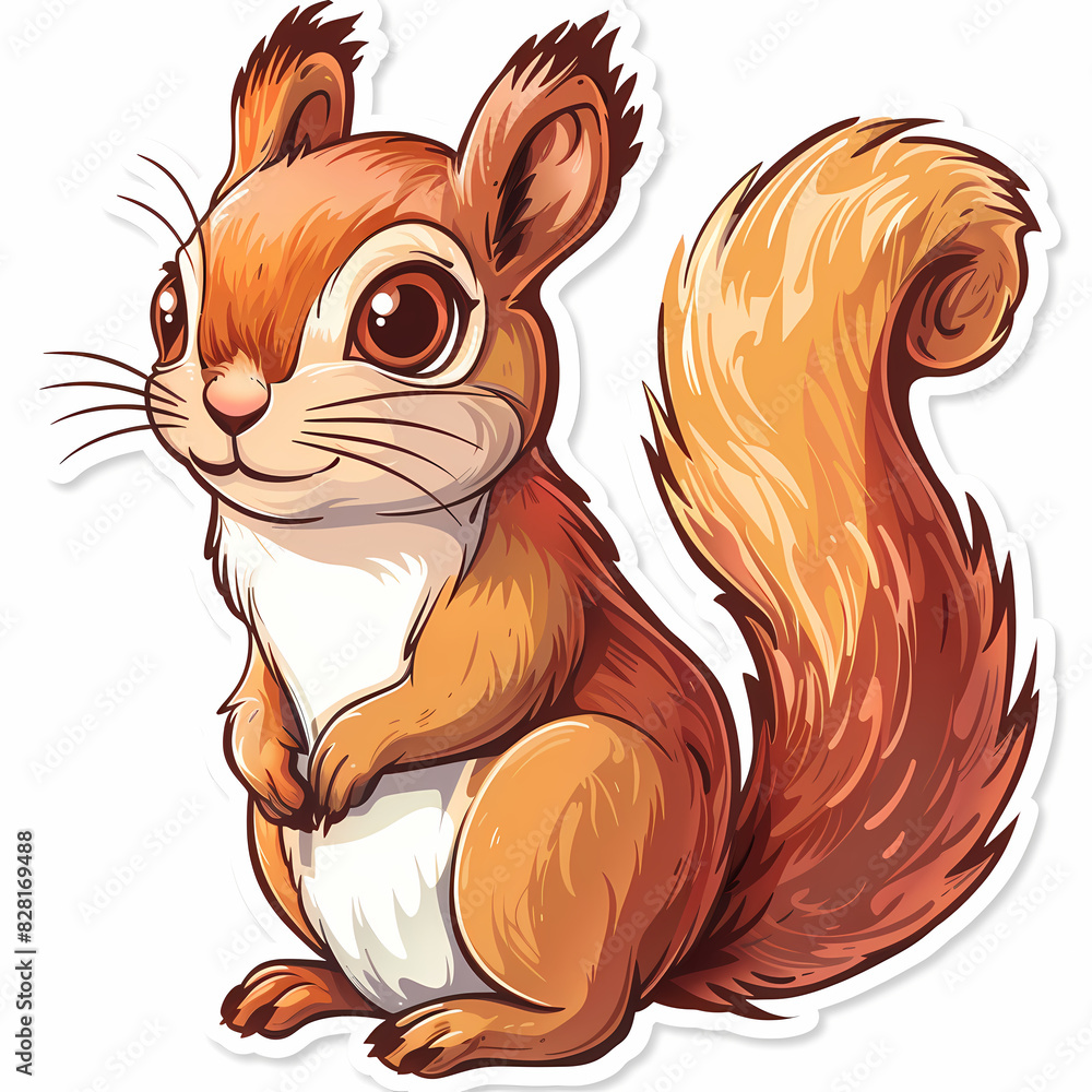Cute squirrel on a White Canvas Sticker,vector image Cute squirrel on a White Canvas Sticker,vector image