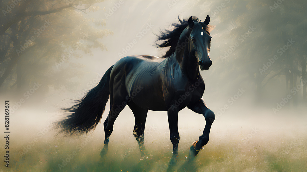Obraz premium AI image generated black stallion