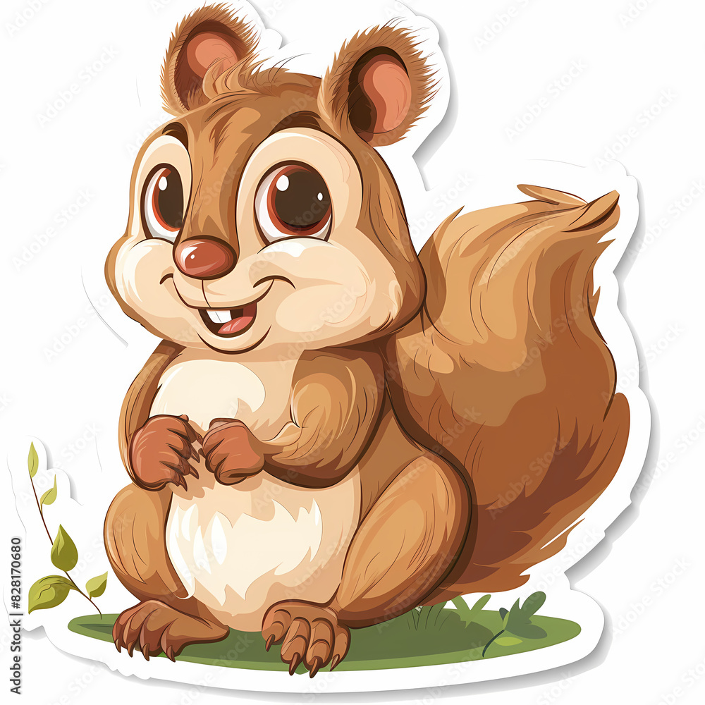 Obraz premium Cute squirrel on a White Canvas Sticker,vector image