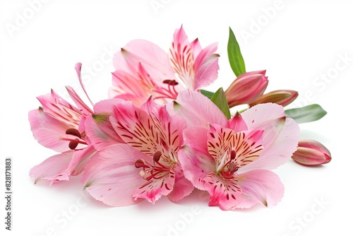 Pink Alstroemeria Flower Isolated on White Background