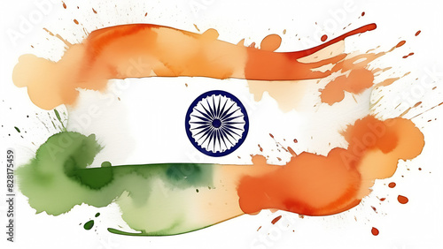 India flag watercolor background. Indian Independence Day
